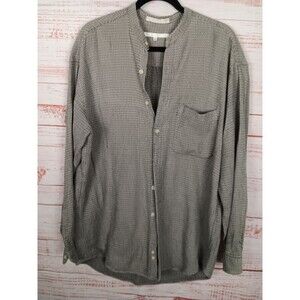 Perry Ellis Shirt Men's Large Cotton Dress Gray Long Sleeve